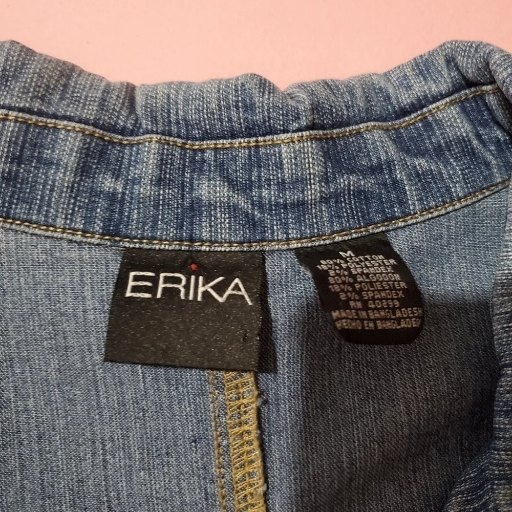 Vintage 2000s Y2k 00s Jean Jacket Rhinestones Bling Erika - Picture 3 of 11
